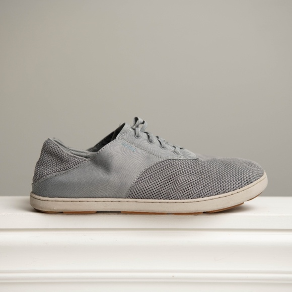 Olukai Nohea Moku Gray Boat Shoes Slip On Sneakers, Men's Size 11 Lace up Knit - Picture 3 of 6